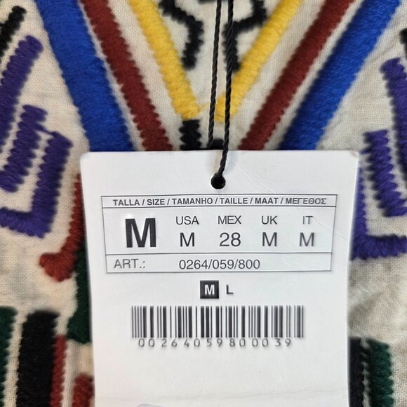 Zara Medium Multicolor Art Deco Aztec Boho Embroidered Skirt Festival New - Picture 4 of 10